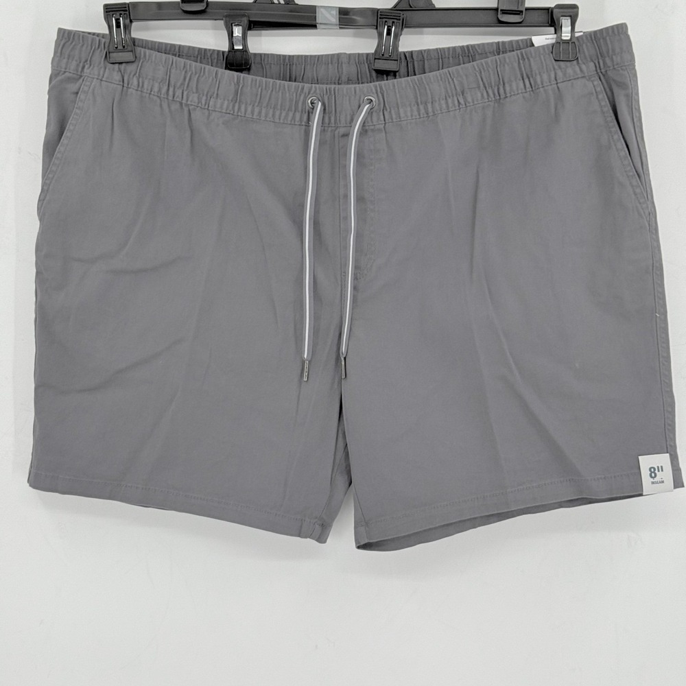 George Men's Gray Above The Knee Pull On Shorts Elastic-Waist Drawstring 2XL NWT